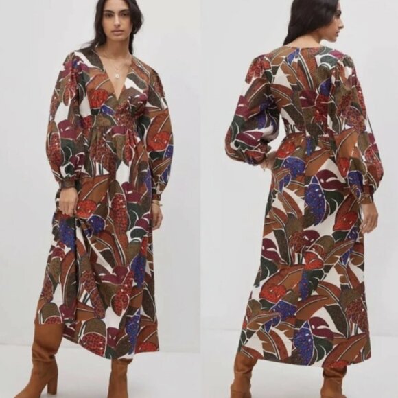Anthropologie Farm Rio Deep V-Neck Maxi Dress – Size 10 - Picture 1 of 8